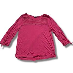 Reitmans Raspberry Boho Blouse Size Medium | Tie-Cuff Sleeves | Great Condition